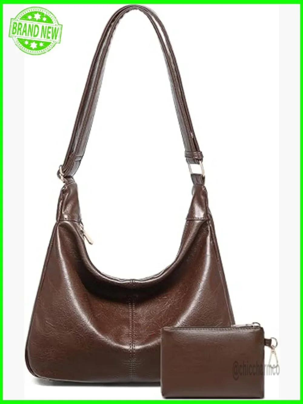 Soft Vegan Leather Hobo Bag with Adjustable Strap and Mini Purse